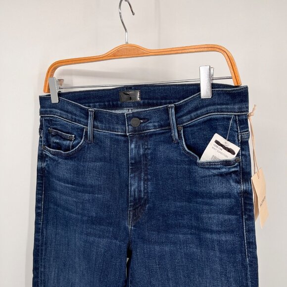 MOTHER The Weekender Fray Jeans Size 30 Flare Raw Hem Dark Wash USA Made - Picture 3 of 15